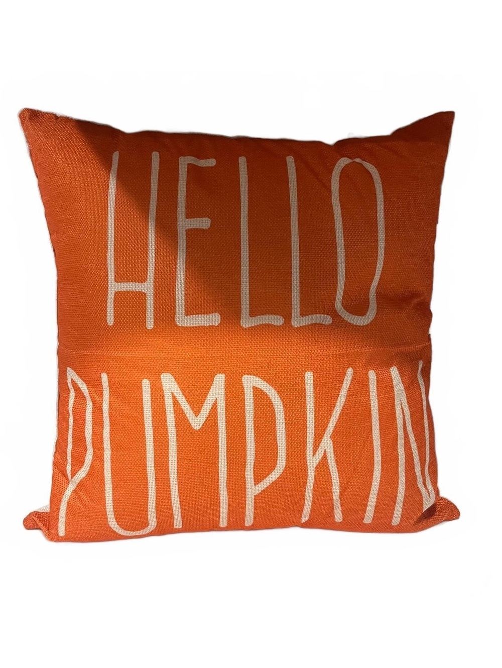 Orange Hello Pumpkin Halloween Throw Pillow Autumn Harvest Couch Decor 16x16